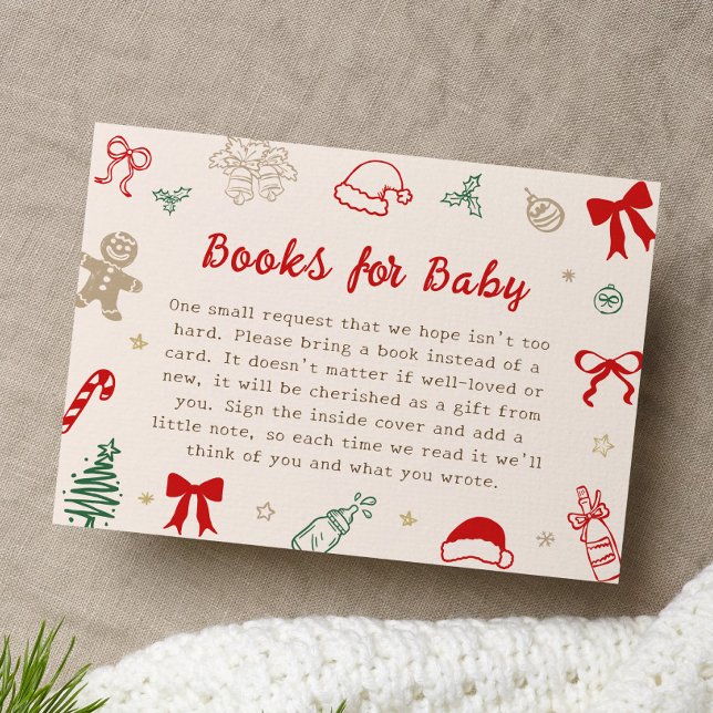 Carte D'accompagnement Hand Drawn Christmas Baby Shower Books for Baby (Créateur téléchargé)