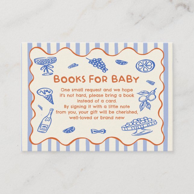 Carte D'accompagnement Hand Drawn Italian Baby Shower Book Request (Devant)