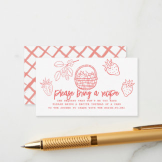 Carte D'accompagnement Hand-drawn Strawberry Bridal Shower Recipe Request