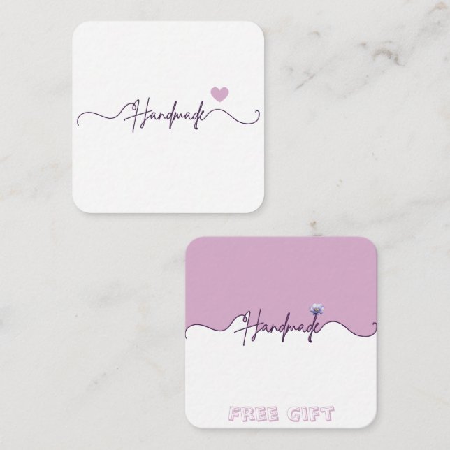 Carte D'accompagnement Handmade Free Gift Floral Small Business Packaging (Devant / Derrière)