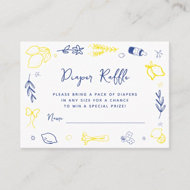 Carte D'accompagnement Handwritten Main Squeeze Italian Diaper Raffle (Devant)