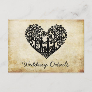 Carte D'accompagnement Hanging Heart Tree Vintage Wedding Détail
