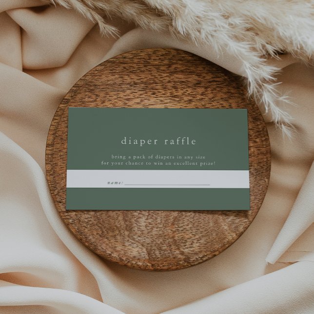 Carte D'accompagnement HANNAH Sage Vert Baby shower simple Raffin (HANNAH Sage Green Simple Baby Shower Diaper Raffle Enclosure Card)