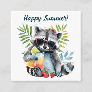 Carte D'accompagnement Happy été raccoon plage chillout
