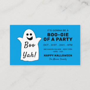 Carte D'accompagnement Happy Ghost, Blue Halloween Party Billetterie Invi
