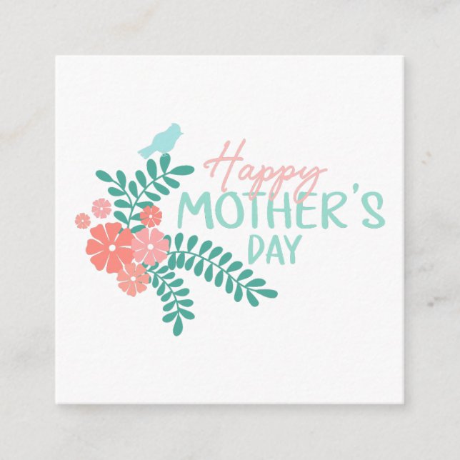 Carte D'accompagnement Happy Mother's day text in floral frame (Devant)