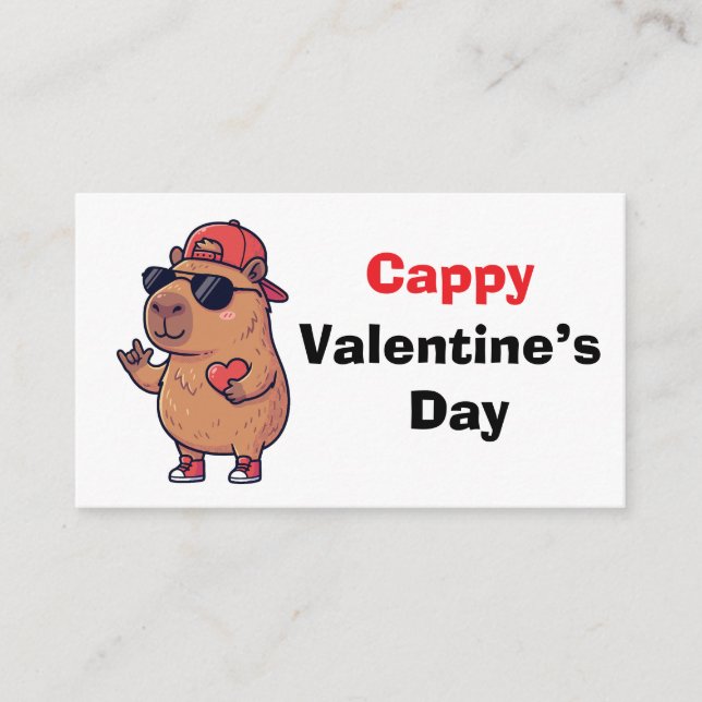 Carte D'accompagnement Happy Valentine's Day Cool Capybara Classroom Card (Devant)