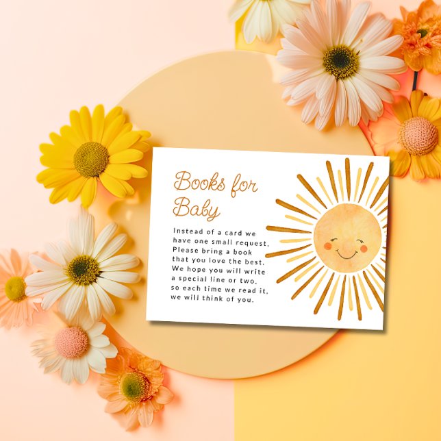 Carte D'accompagnement Happy Yellow Sunshine Boho Livres pour le Baby sho (Créateur téléchargé)