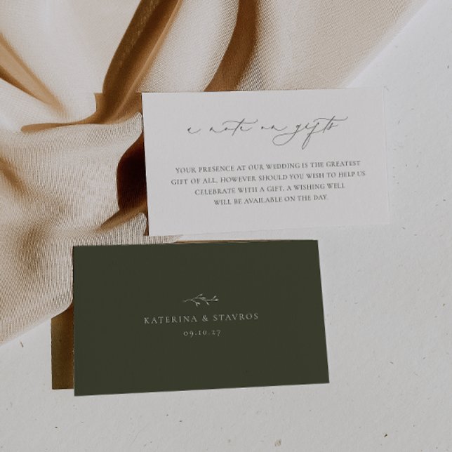 Carte D'accompagnement HARMONIE Olive Green Mariage Une note sur les cade (Créateur téléchargé)