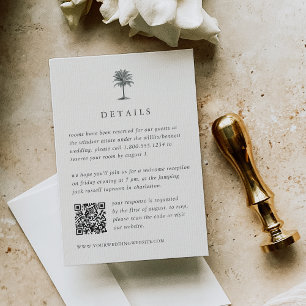 Carte D'accompagnement Havana Palm Détails du Mariage QR Code RSVP