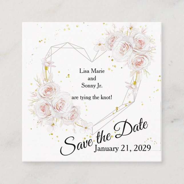 Carte D'accompagnement Heart of Roses Save the Date Annonce (Devant)