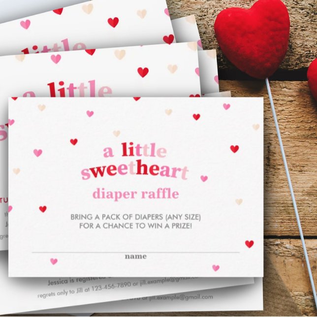 Carte D'accompagnement Heart Valentine Thème Baby shower Déchets Raffle E (Créateur téléchargé)