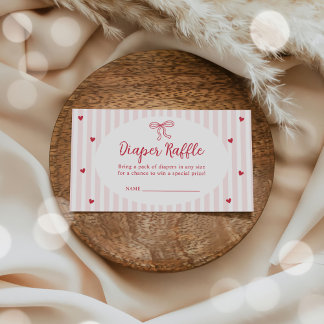 Carte D'accompagnement Hearts Valentine Baby Shower Diaper Raffle Tickets
