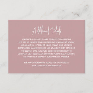 Carte D'accompagnement Heather Elegant Dusty Rose Minimal moderne Mariage