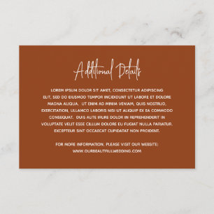 Carte D'accompagnement Heather Elegant Terracotta Minimal Mariage moderne