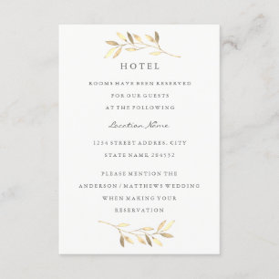 Carte D'accompagnement Hébergement à l'hôtel Moderne Feuille d'Or pour Ma