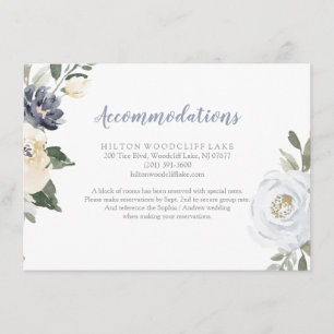 Carte D'accompagnement Hébergement botanique bleu poussiéreux fleuri