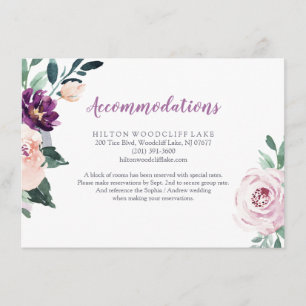 Carte D'accompagnement Hébergement botanique violet fleuri fleuri