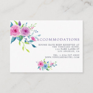 Carte D'accompagnement Hébergement de mariage aquarelle ultra violet