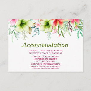 Carte D'accompagnement Hébergement de mariage au lis rouge magenta