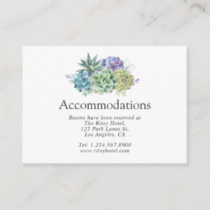 Carte D'accompagnement Hébergement de mariage avec cactus de désert et su