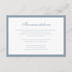 Carte D'accompagnement Hébergement de mariage bleu poussiéreux classique