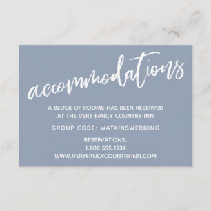 Carte D'accompagnement Hébergement de mariage Casual Script Dusty Blue