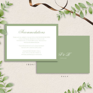 Carte D'accompagnement Hébergement de mariage classique vert sauge monogr