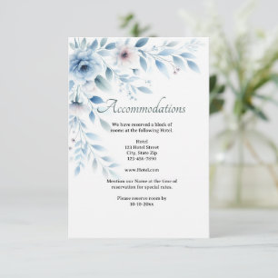 Carte D'accompagnement Hébergement de mariage floral bleu élégant