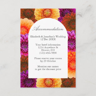 Carte D'accompagnement Hébergement de mariage floral d'automne de Dahlia