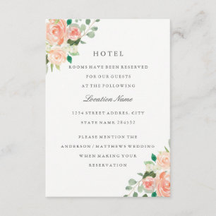 Carte D'accompagnement Hébergement de mariage floral rose pêche