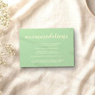 Carte D'accompagnement Hébergement de mariage formel simple pistache