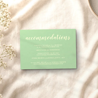 Carte D'accompagnement Hébergement de mariage formel simple pistache