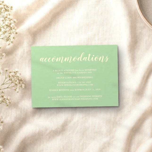 Carte D'accompagnement Hébergement de mariage formel simple pistache (Créateur téléchargé)