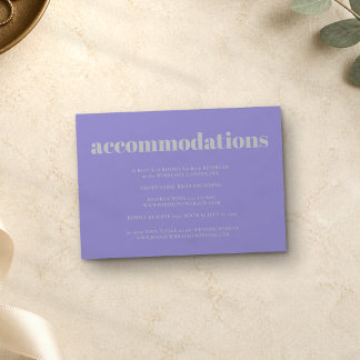 Carte D'accompagnement Hébergement de mariage minimaliste argent lavande