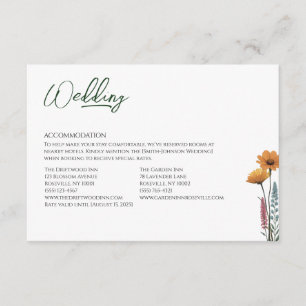 Carte D'accompagnement Hébergement de mariage minimaliste avec micro-fleu
