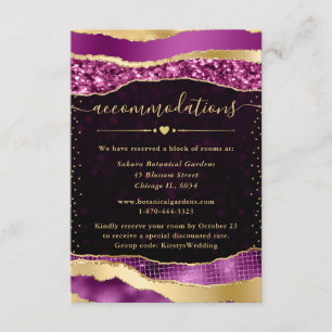 Carte D'accompagnement Hébergement de mariage Purple and Gold Glam Tears