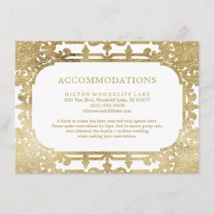 Carte D'accompagnement Hébergement de mariage vintage or élégant orné
