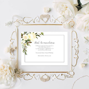 Carte D'accompagnement Hébergement d'hôtel floral de roses blanches magni