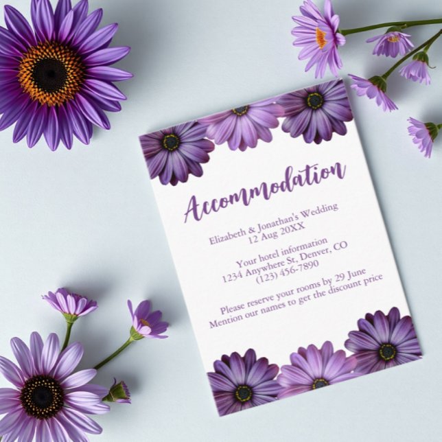 Carte D'accompagnement Hébergement Mariage Floral Violet (Créateur téléchargé)