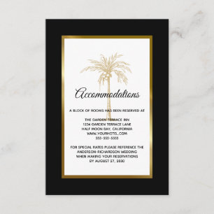 Carte D'accompagnement Hébergement Mariage Gold Palm Tree
