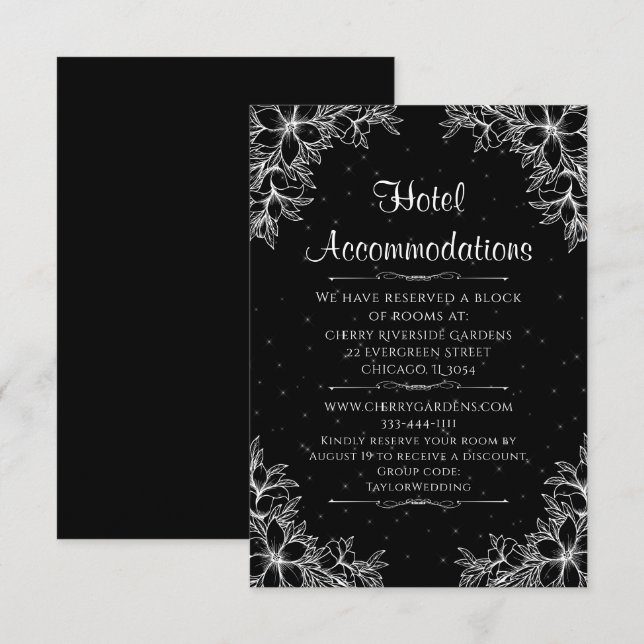 Carte D'accompagnement Hébergement White Ornate Mariage Hotel (Devant / Derrière)