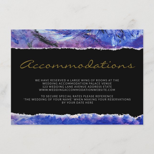 Carte D'accompagnement Hébergements d'art Mariage noir (Devant)