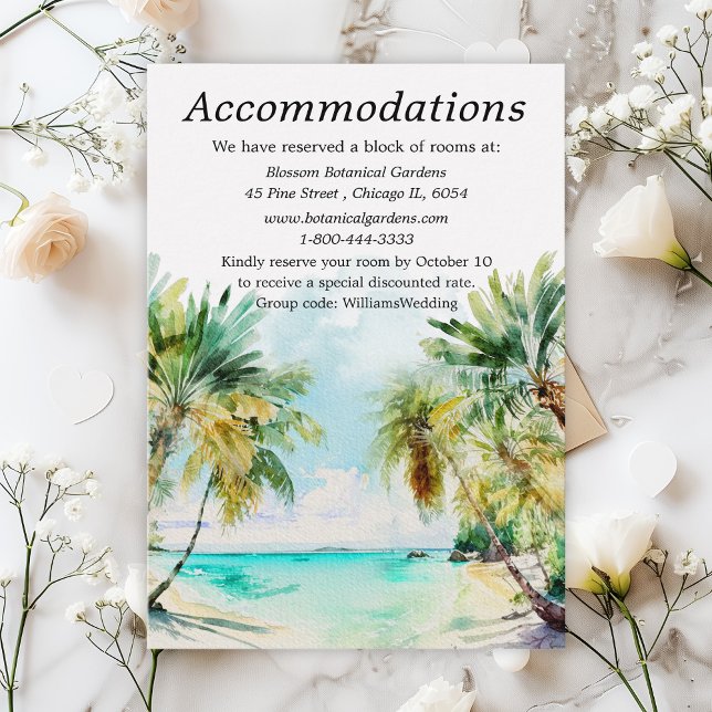 Carte D'accompagnement Hébergements de mariage de destination de plage tr (Créateur téléchargé)