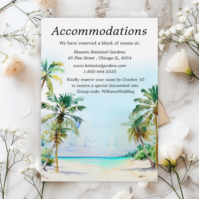 Carte D'accompagnement Hébergements de mariage de destination de plage tr (Créateur téléchargé)