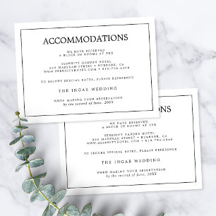 Carte D'accompagnement Hébergements de mariage élégants et minimalistes a