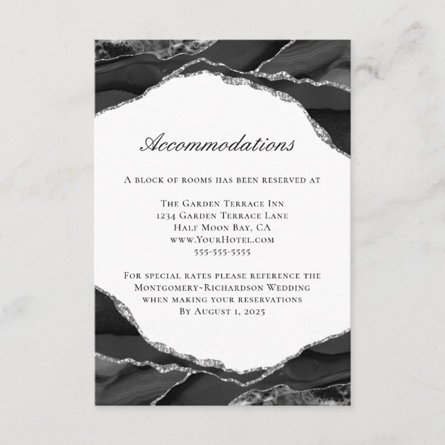 Carte D'accompagnement Hébergements de mariage en agate de feuille d'arge (Devant)
