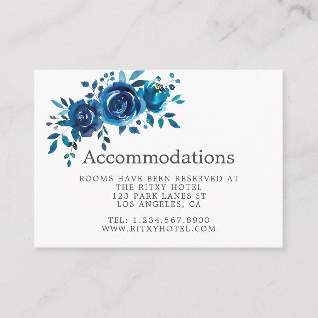 Carte D'accompagnement Hébergements de Mariage marine et blanc (Devant)