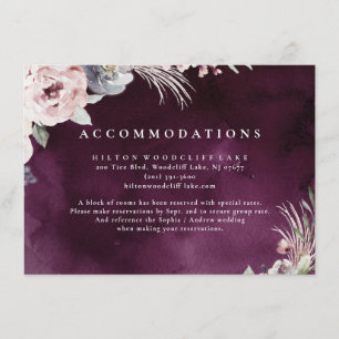 Carte D'accompagnement Hébergements floraux boho rose et prune poussiéreu