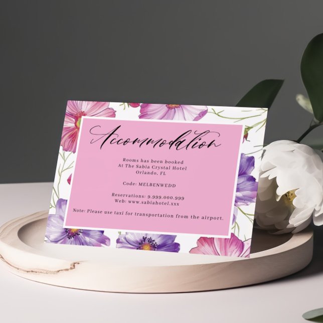 Carte D'accompagnement Hébergements manuscrits violet rose (Créateur téléchargé)